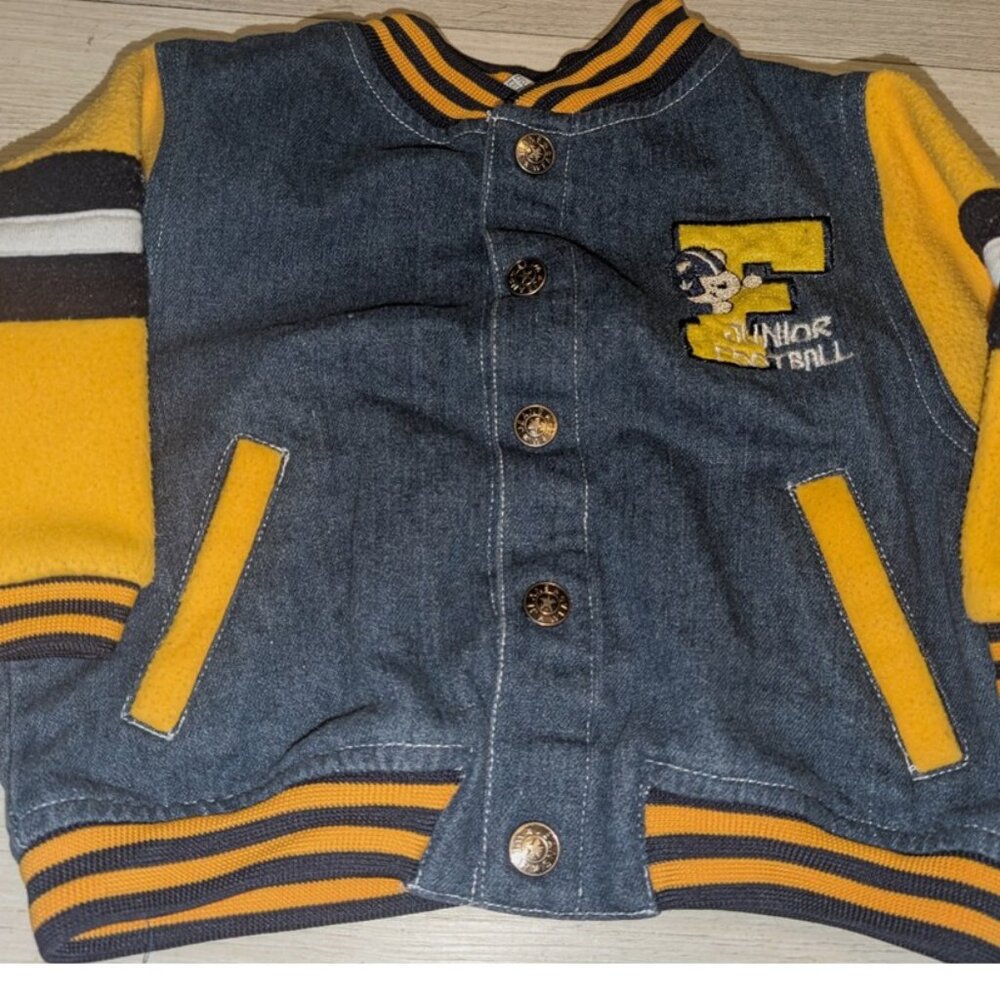 Vintage Denim Varsity Junior Football Baby Boys Jacket Size 18M